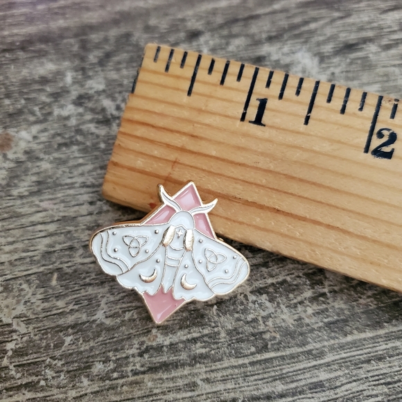 ✨2/$12✨ Celestial Pink Moth Enamel Pin - Picture 2 of 3